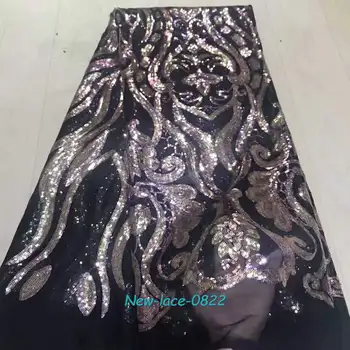 

High Quality 2019 Tulle Sequins African Lace Fabric Guipure Embroidered French Net Nigerian Lace Fabrics for Wedding 02