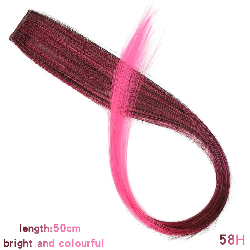 2" один зажим в один кусок волос для наращивания синтетический длинный прямой Омбре серый красный Радуга волос кусок - Цвет: #17