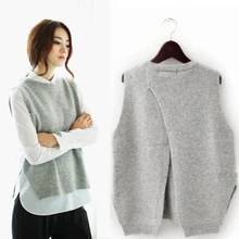 Новые женские жилет куртка свитер для женщин Женский пуловер с рукавом Свободные вырез лодочкой без рукавов большого размера шерстяной жилет; безрукавка