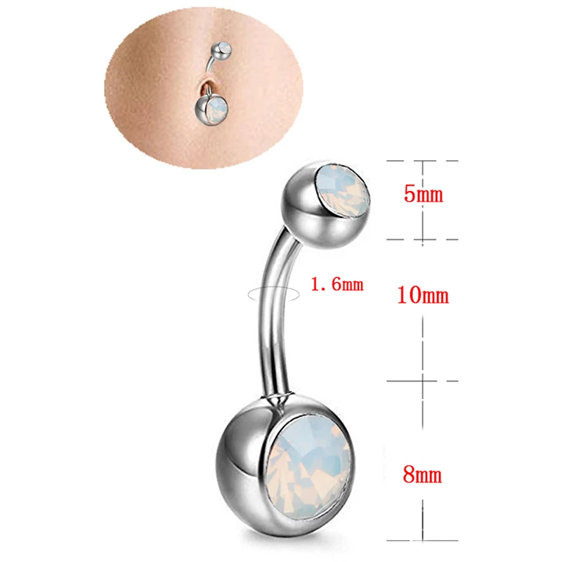 1 шт., модные кольца для пирсинга пупка с опалом и драгоценным камнем, очаровательные ювелирные изделия для пирсинга тела, Женские Ювелирные изделия