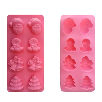 

Christmas Bells Tree Santa shape Ice Cubes Tray Silicone Ice Cream Molds Maker Form Chocolate Mold For Party Random Color