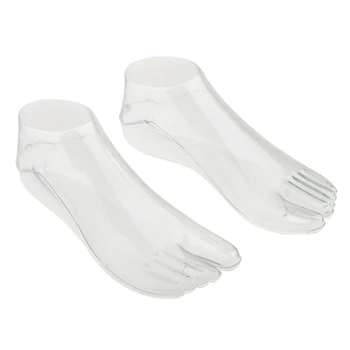 

New 1Pair Female Feet Mannequin Thong Style Foot Model for Sandal Shoe Sock Jewelries Display - Clear