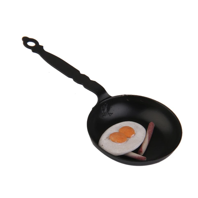 

1/12 Dollhouse Miniature Iron Wok Poached egg bacon stick