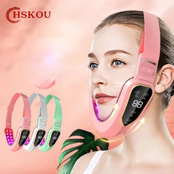 HSKOU Facial Lifting Device LED Photon Therapy Facial Slimming Vibration Massager Double Chin V-shaped Cheek Lift Face 1