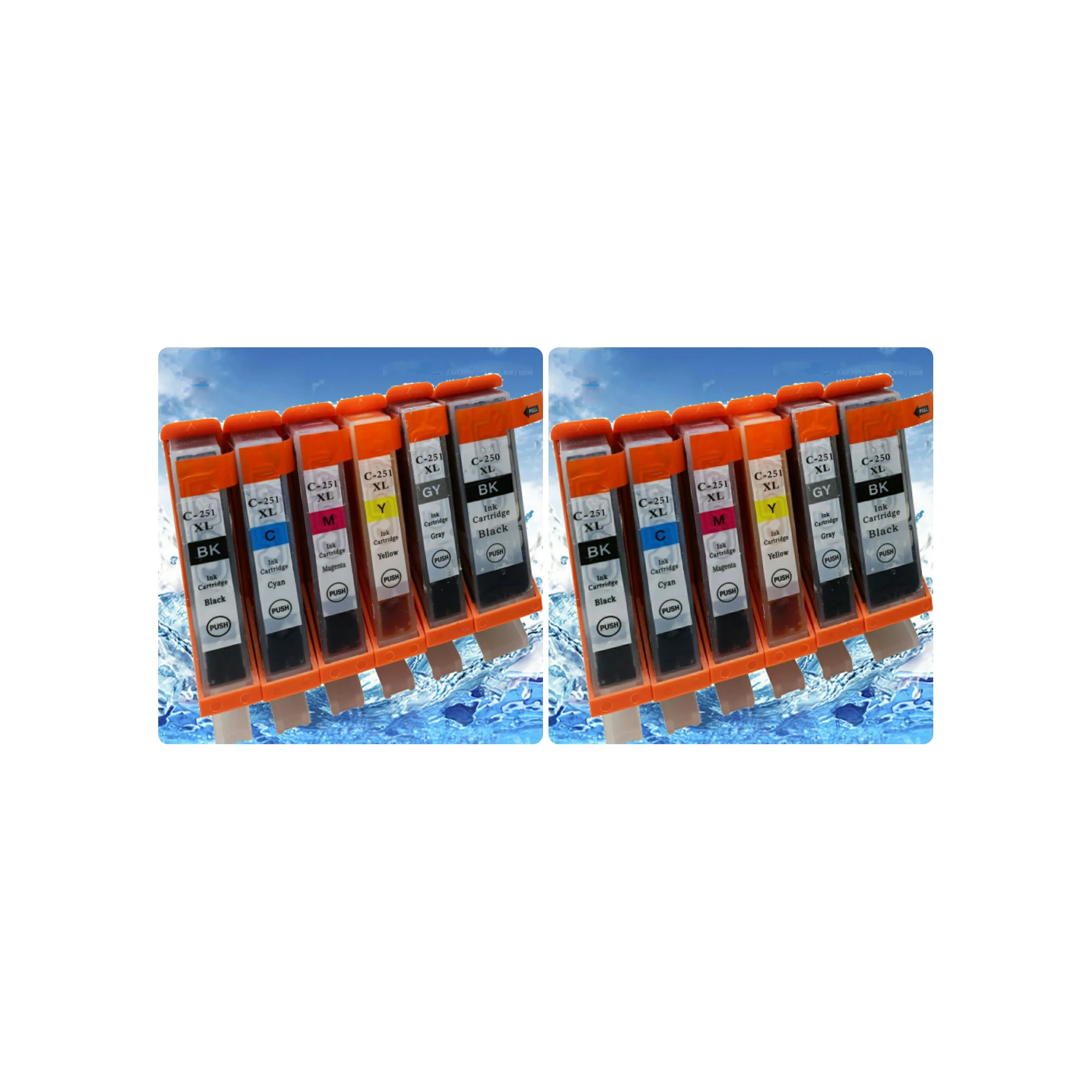 12pk совместимый чернильный картридж для принтера Canon PGI-250 CLI-251 CMY GY MG6320 PIXMA MG5420 MX722 MX922 iP7220
