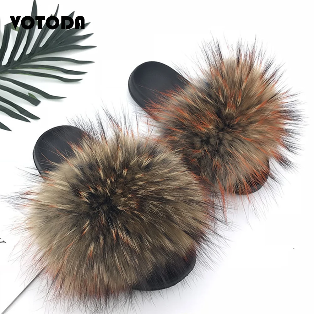 New Fur Slippers Women Fluffy Real Fox Fur Slides Fuzzy Raccoon Hair Flip Flops Comfortable Indoor Sandals Summer Woman Fur Shoe New Fur Slippers Women Fluffy Real Fox Fur Slides Fuzzy Raccoon Hair Flip Flops Comfortable Indoor Sandals Summer Woman Fur Shoe