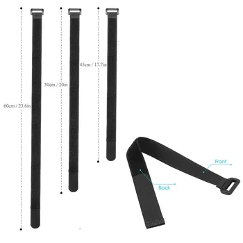 

10pcs Black Reusable Nylon Self Adhesive Hook and Loop Cable Cord Ties Tidy Straps PC TV Organiser 20/30/45cm Length 2cm Width
