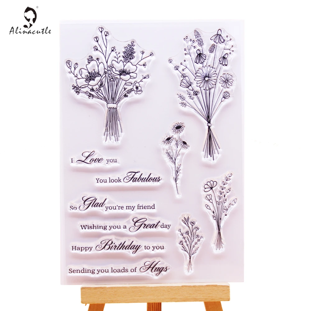 Clear Stamps Clear Rubber Stamps Alinacutle CLEAR STAMPS Bunch Of Flower Scrapbooking Card Album Paper Craft Rubber Transparent Silicon Clear Stamp