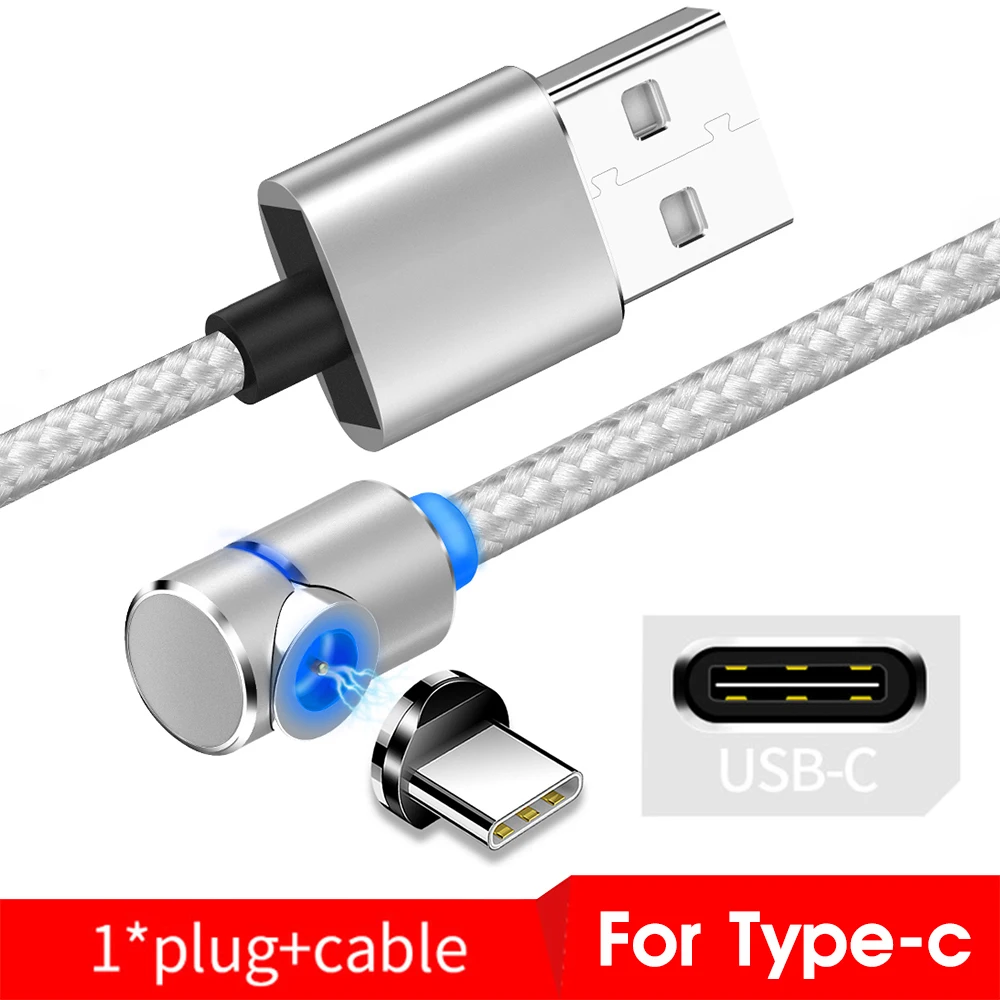 Silver For Type C Магнитный usb кабель для зарядки для iPhone, быстрая зарядка, кабель для Android, Магнитный провод для samsung, Micro usb type C, кабель для зарядки, шнур для передачи данных - Цвет: Silver For Type C