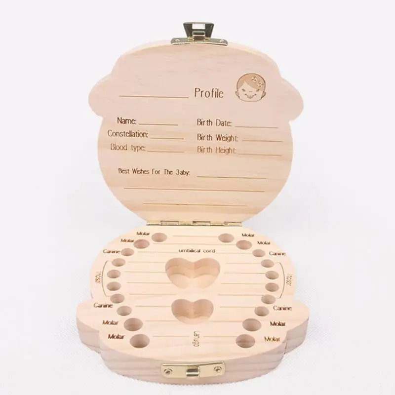 Lovely Girl /Boy Image Wooden Fetal Milk Box Hair Collection Recording Baby Souvenirs Baby Save Teeth Tooth Box Growth Baby