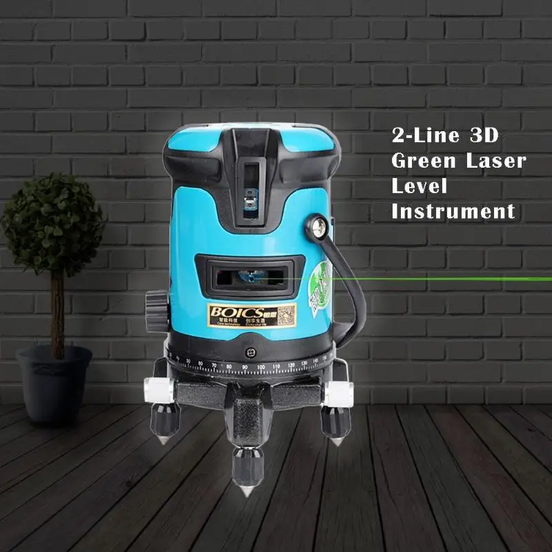 

2 Lines Horizontal/Cross Green Beam Laser Level Meter Self-leveling Instruments Mechanical Automatic Safety Square 24x24x18cm