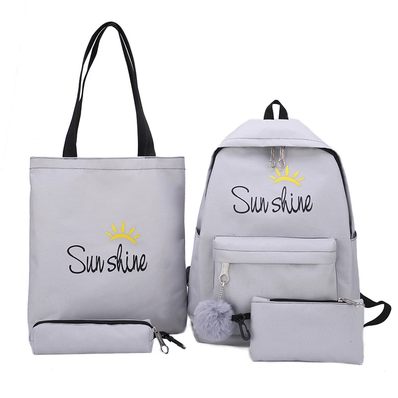 Школьные сумки 4 шт./компл. школьная сумка рюкзаки для детей школьная сумка для девочек mochilas escolares infantis - Цвет: gray