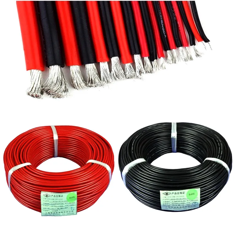 Термостойкий силиконовый провод 30AWG 28AWG 24AWG 20AWG 18AWG 14AWG 12AWG красный и черный 10 метров