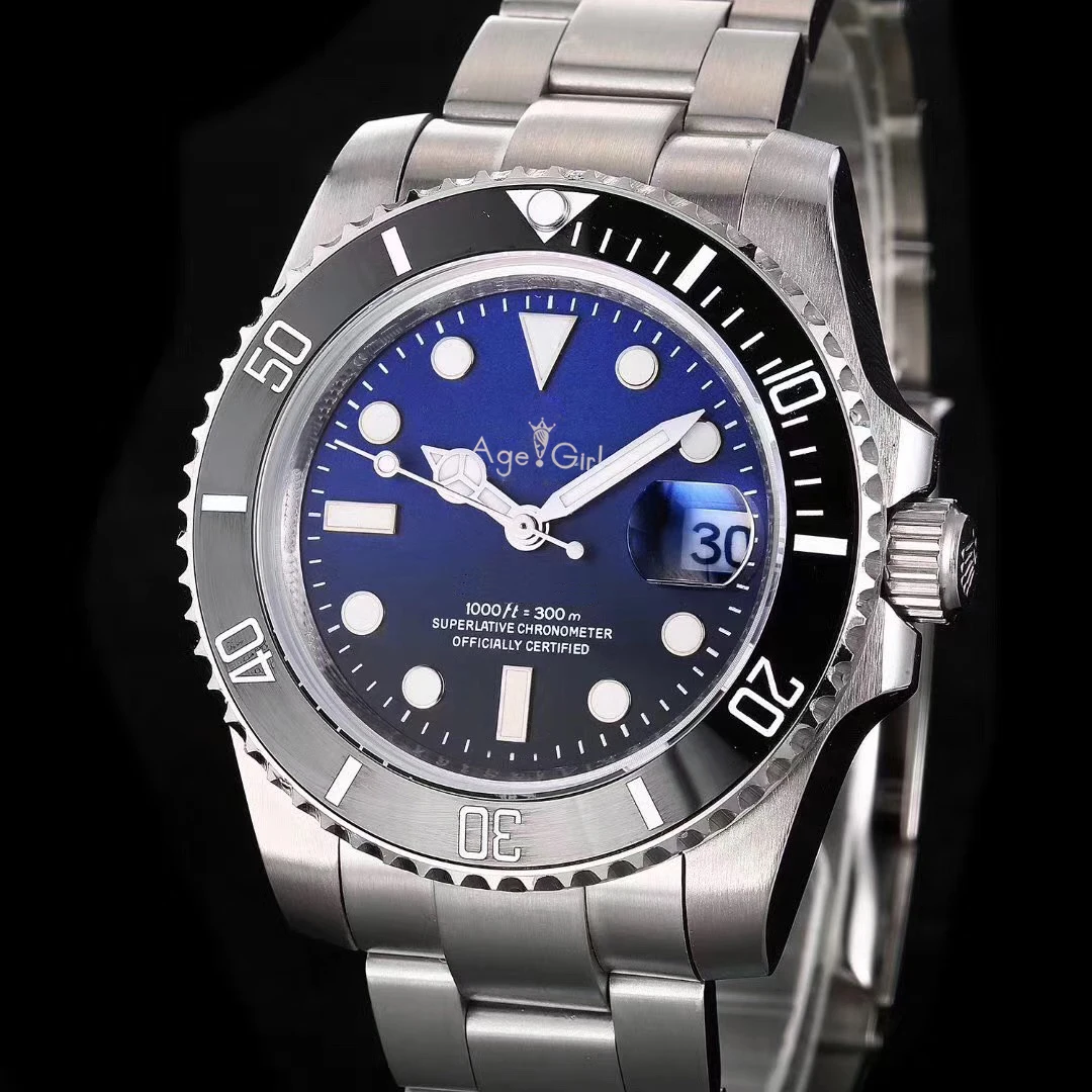 

Luxury Brand New Men Automatic Mechanical Watches Silver Gold Black Green Blue Stainless Steel Ceramic Bezel Sapphire Watch AAA+