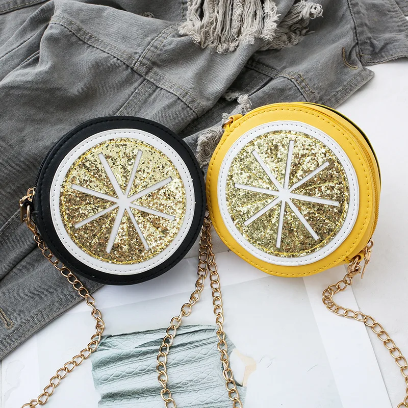 

2019 Summer New Style CHILDREN'S Bag Orange Cute Small round Bag INS Super Fire Versitile Fashion Chain Oblique Bag