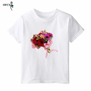 

Summer Kids Tops Boys T shirt Toddler Girl Tees 3D-Printed Flowers T-shirt For Girls Cotton children's Tshirts Boy Girls Clothe