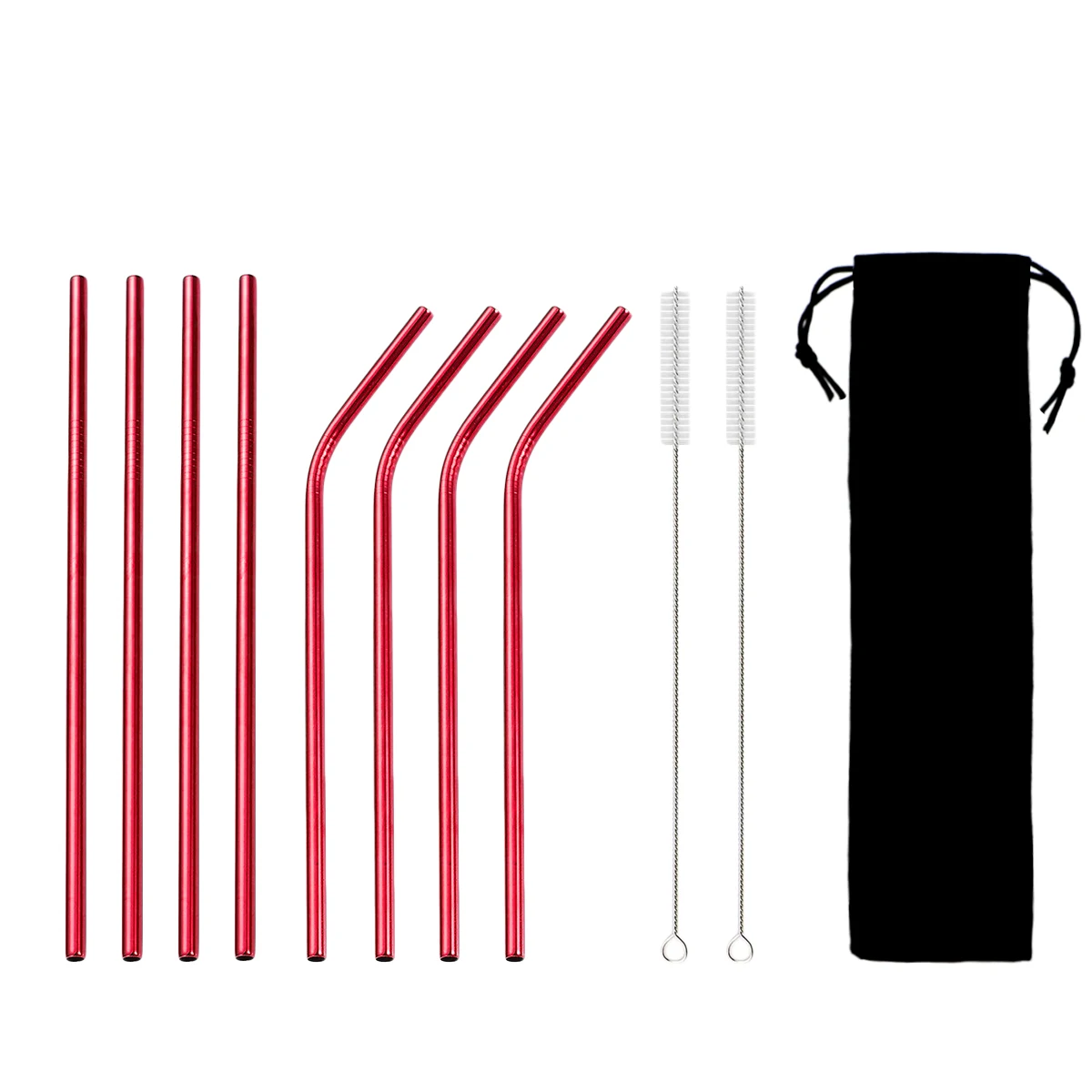 Juego De 8 Pajitas De Acero Inoxidable Para Bebidas Con 3 Cepillos De Limpieza Reutilizables 94563429