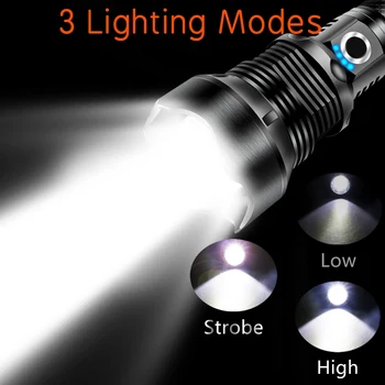 

New Xhp70 Flashlight with Power Display Retractable Dimming High Power USB Charging P50/P70 Strong Photoelectric Flashlight