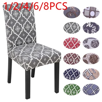 

1/2/4/6/8pcs Printed Chair Covers Elastic Dining Chair Cover Stretch Furniture Decor Slipcover Seat Anti-Dust Dining Seat Cover