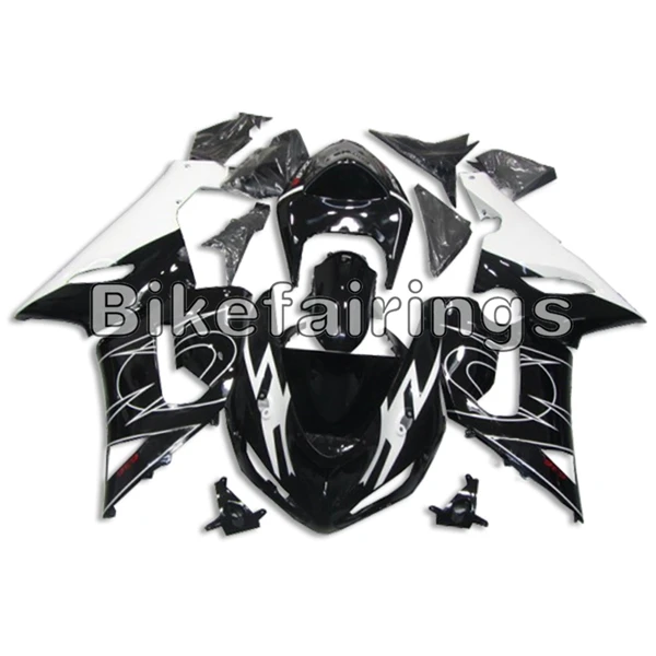 Белый черный мотоцикл обтекатель комплект для Kawasaki ZX-6R 2005 2006 ZX636R 636 05 06 Инжекционный кузов Комплект Пластиковые капоты