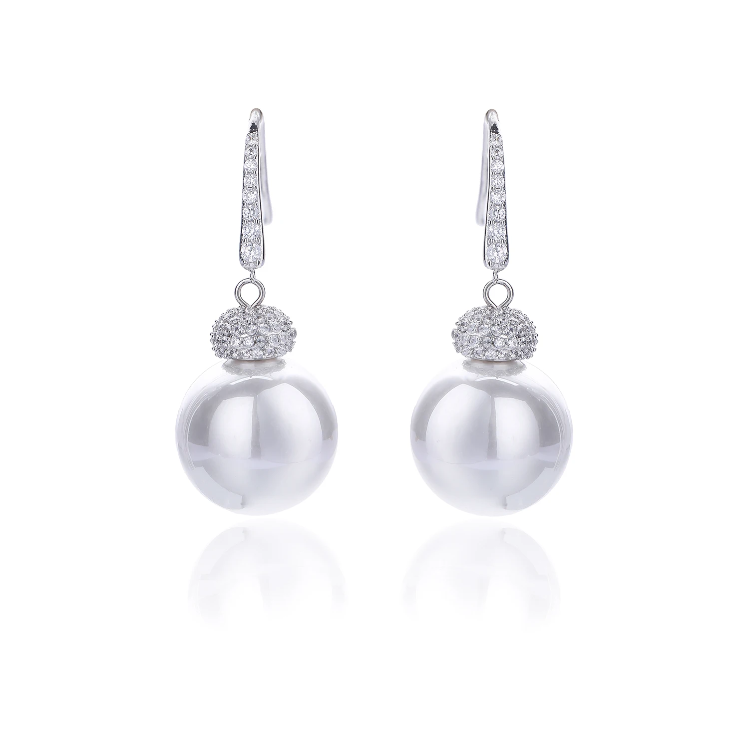 

Pretty Pearl Cubic Zircon Drop Earrings for Wedding, Crystals Earring for Bride, Women Girl Gift N-CE10965