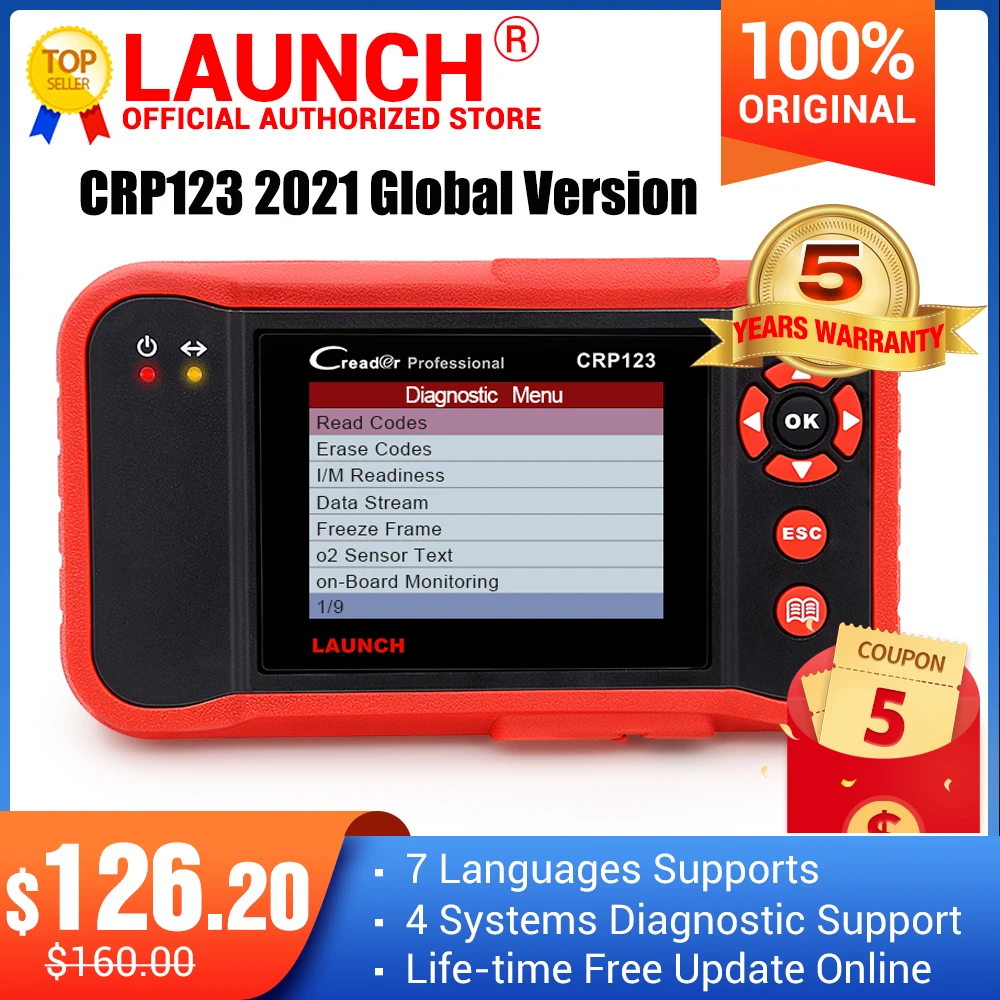 2021 лучшие продажи Старт CRP123 он-лайн Старт X431 Creader CRP123 из АБС-пластика, ПП, коробка передач и двигатель сканер штрих-кода DHL Бесплатная доставка - изображение