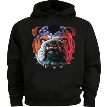 

Bulldog hooded sweatshirt for men hoodie black biker bulldog decal