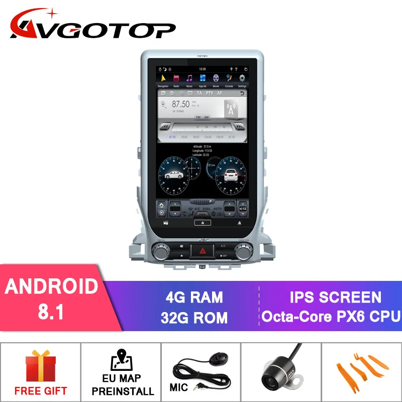 AVGOTOP Android 8,1 Tesla автомобильная аудиосистема мультимедиа для TOYOTA LAND CRUISER 6 ядер+ 4G+ 32G ips экран
