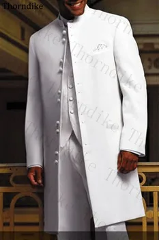 

Thorndike Summer Long Jacket With Trousers White Groom Tuxedos Costo Made Wedding Suit For Men Vintage 3 Pieces Set Suits Men