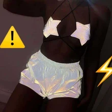 Женские Светоотражающие шорты, Хит, повседневные, эластичная резинка на талии, яркие штаны для бега, для танцев, спортзала, байкеров, леггинсы для активных видов спорта