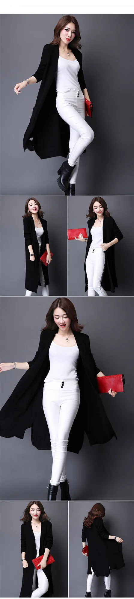 Lugentolo Women Sweater Autumn Sweater Thick Knit Jacket In The Long Paragraph Fashion Long-sleeved Cardigan Casual Jacket