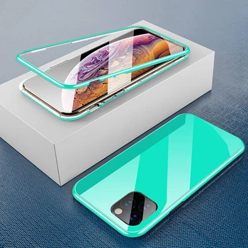 

Magnetic Case For iPhone 11 Pro Max XR XS Max X 8 7 Plus Case Luxury PC+Tempered Glass Magnet Glass Back Cover Capa
