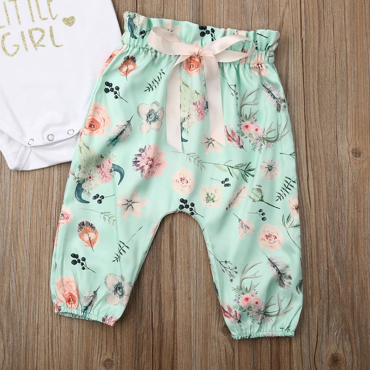Emmababy милая детская одежда для маленьких девочек с длинными/короткий рукав с принтом букв, топы + длинные брюки с цветочным принтом наряды
