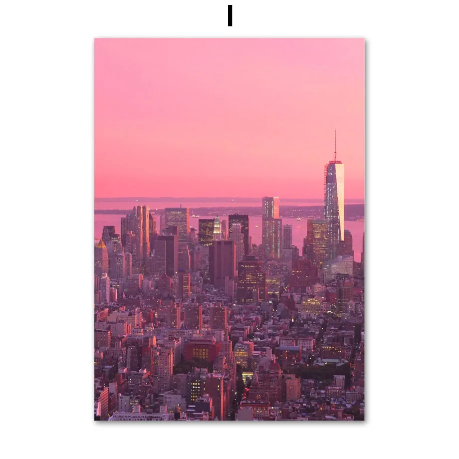 Wall-Art-Canvas-Painting-Pink-City-Flower-Light-Beach-Girl-Photo-Nordic-Posters-And-Prints-Wall (11)