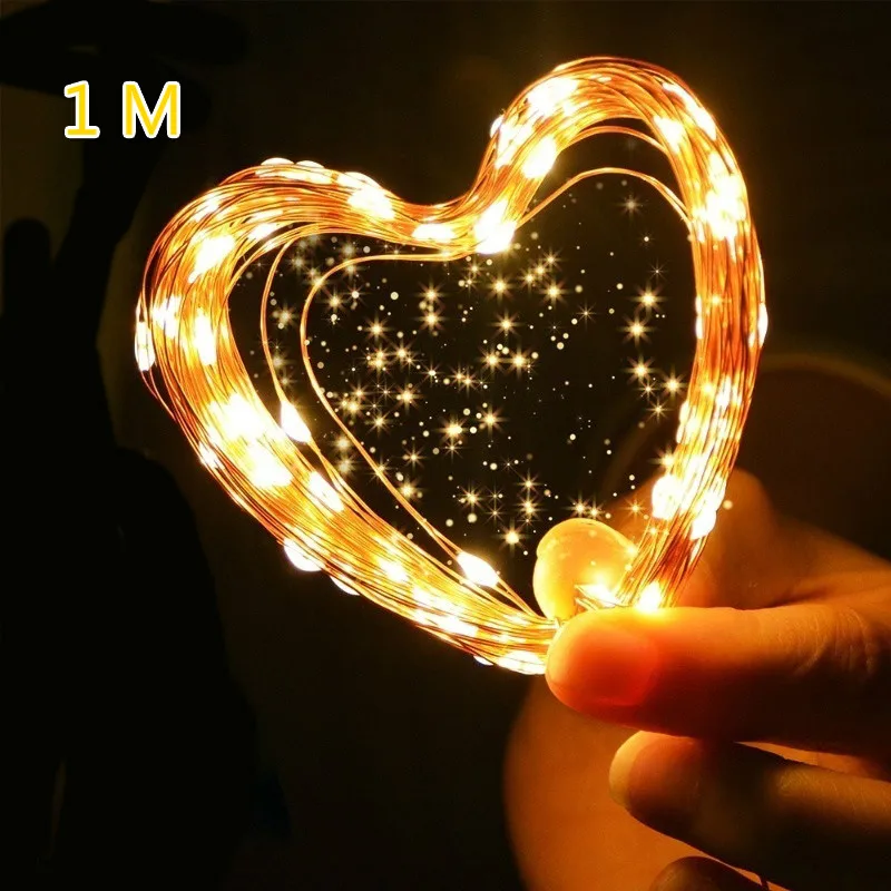 1 м светодиодная медная проволока гирлянда праздничное освещение Сказочная для