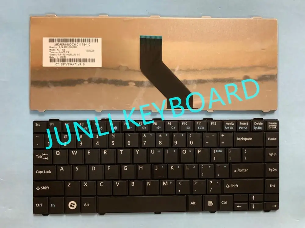 JUNLI клавиатура для Fujitsu Lifebook LH520 LH530 LH530G US BLACK/5 клипов на верхней кромке (не