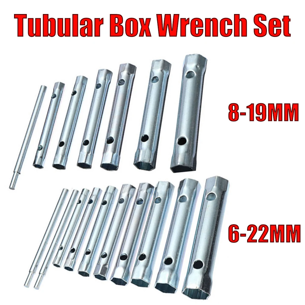 Car Accessories 6Pcs 8-19mm/10pcs 6-22mm Metric Tubular Box Wrench Set Tube Bar Spark Plug Tool 16mm Spark Plug Wrench