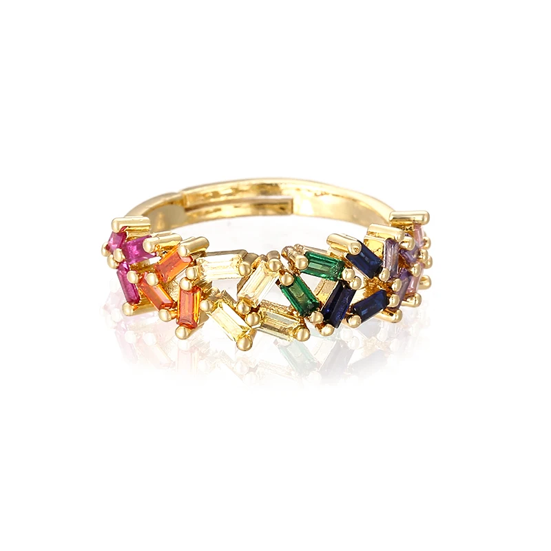 Rainbow Gold Heart Ring Rainbow Cubic Zirconia Ring