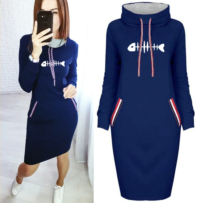 

Plus Size Party Bodycon Dress Autumn Thin Vintage Turtlen Neck Sukienka Cartoon Cat Fish Long Sleeve Slim Midi Dresses