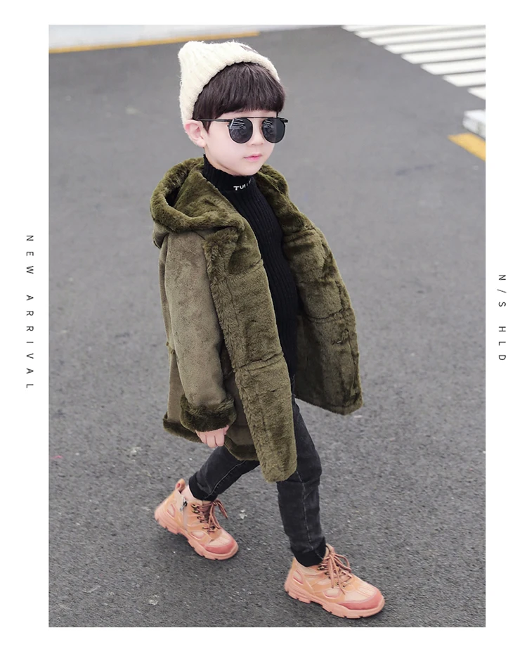 Новинка; модное замшевое пальто; детское шерстяное пальто для мальчиков; популярная зимняя модная детская одежда на пуговицах; шерстяное пальто armygreen