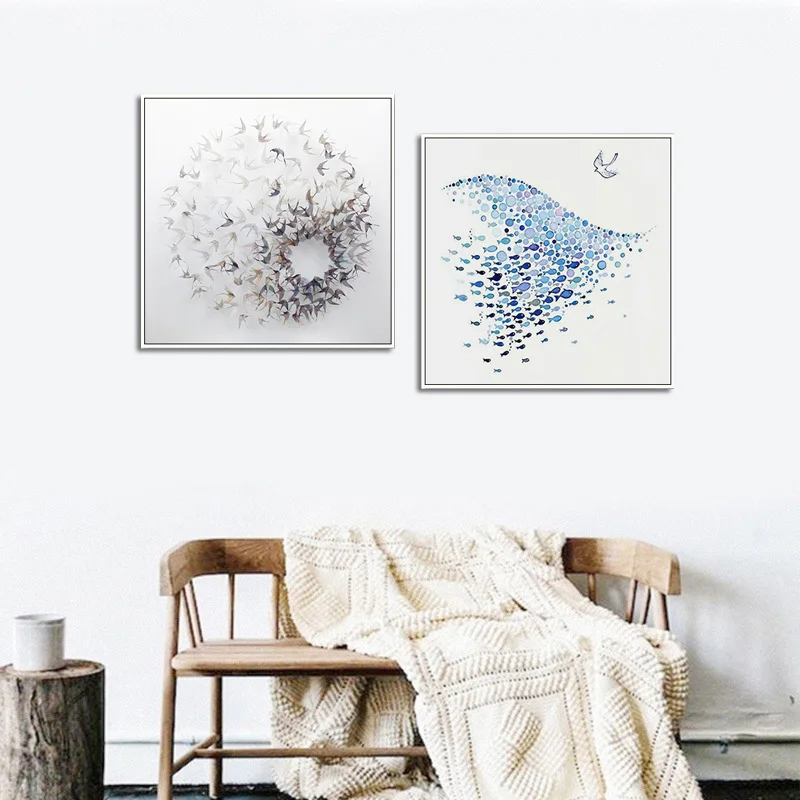 

Nordic Restaurant Decorative Painting Modern Minimalist Creative Cool Two Couplets Dining Room Wall Painting Entrance Hanging Pa