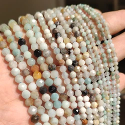 Faceted Blue Natural Sandstone Beads for Jewelry Making - Handmade Waist Beads, Women's Stone Beads Collection (Amazonite)