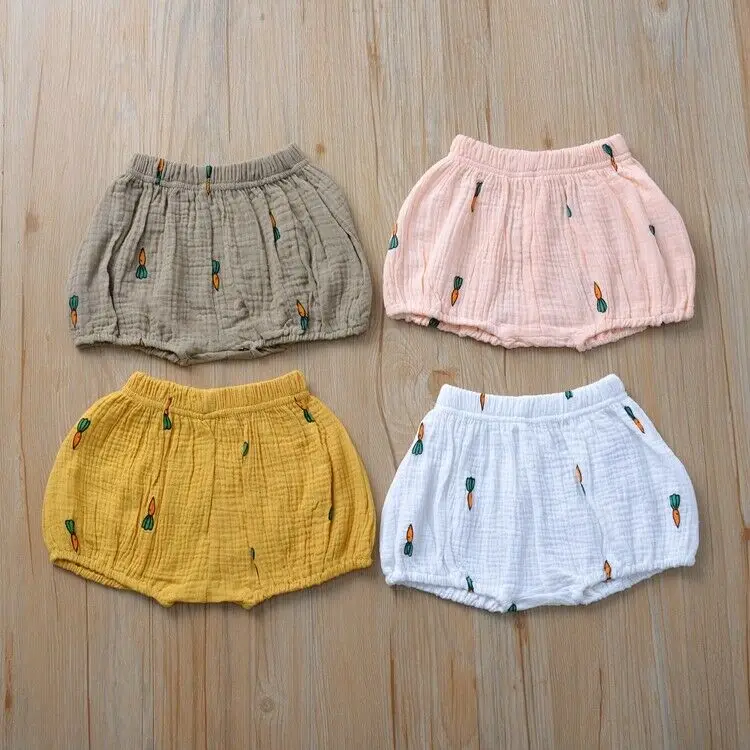 0-3T Newborn Baby Boy Girl Kids Shorts Bottoms Cartoon Print Elastic Waist PP Linen Bloomer Panties