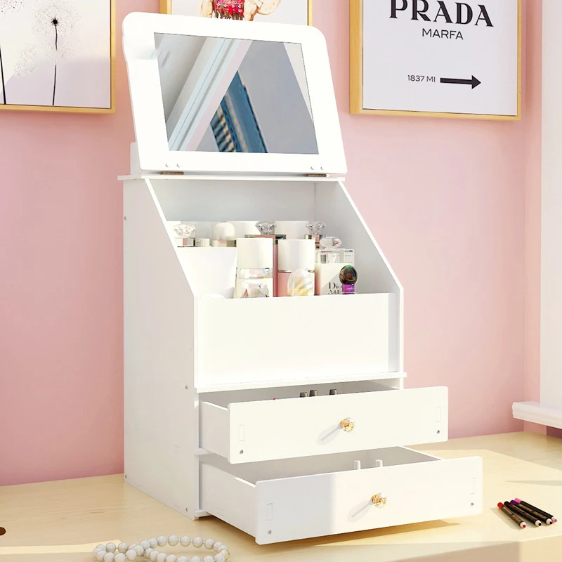 Wooden Cosmetics Organizer Large Capacity Bathroom Makeup Storage Box