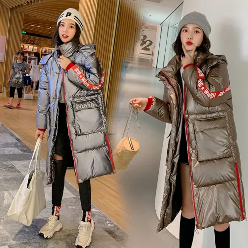 

Down Jacket Plus-sized Womenswear Mm2019 Winter Korean-style Mid-length Lettered Cotton Coat Large Size Students down Coat Loose