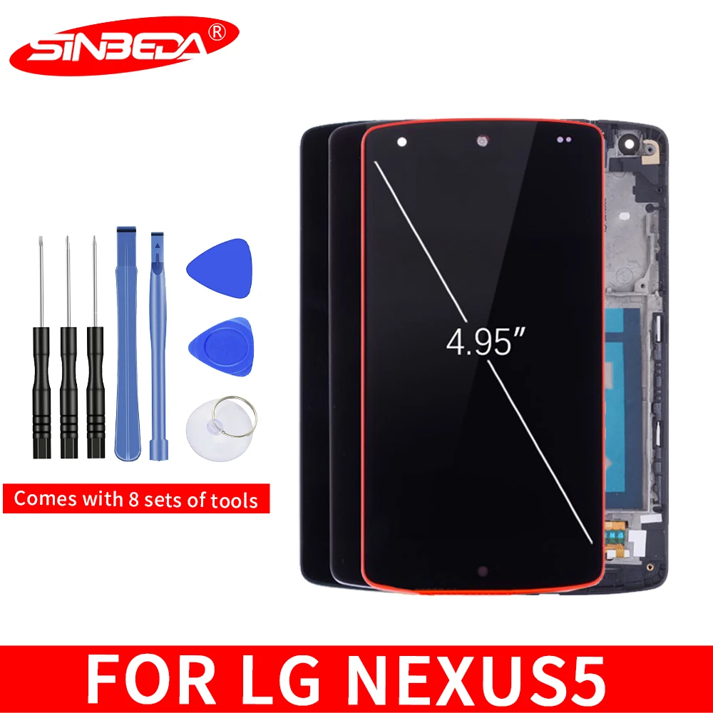 Sinbeda 4 95 &quotкрасная рамка для LG Google Nexus 5 D820 D821 ЖК-дисплей сенсорный экран с рамкой