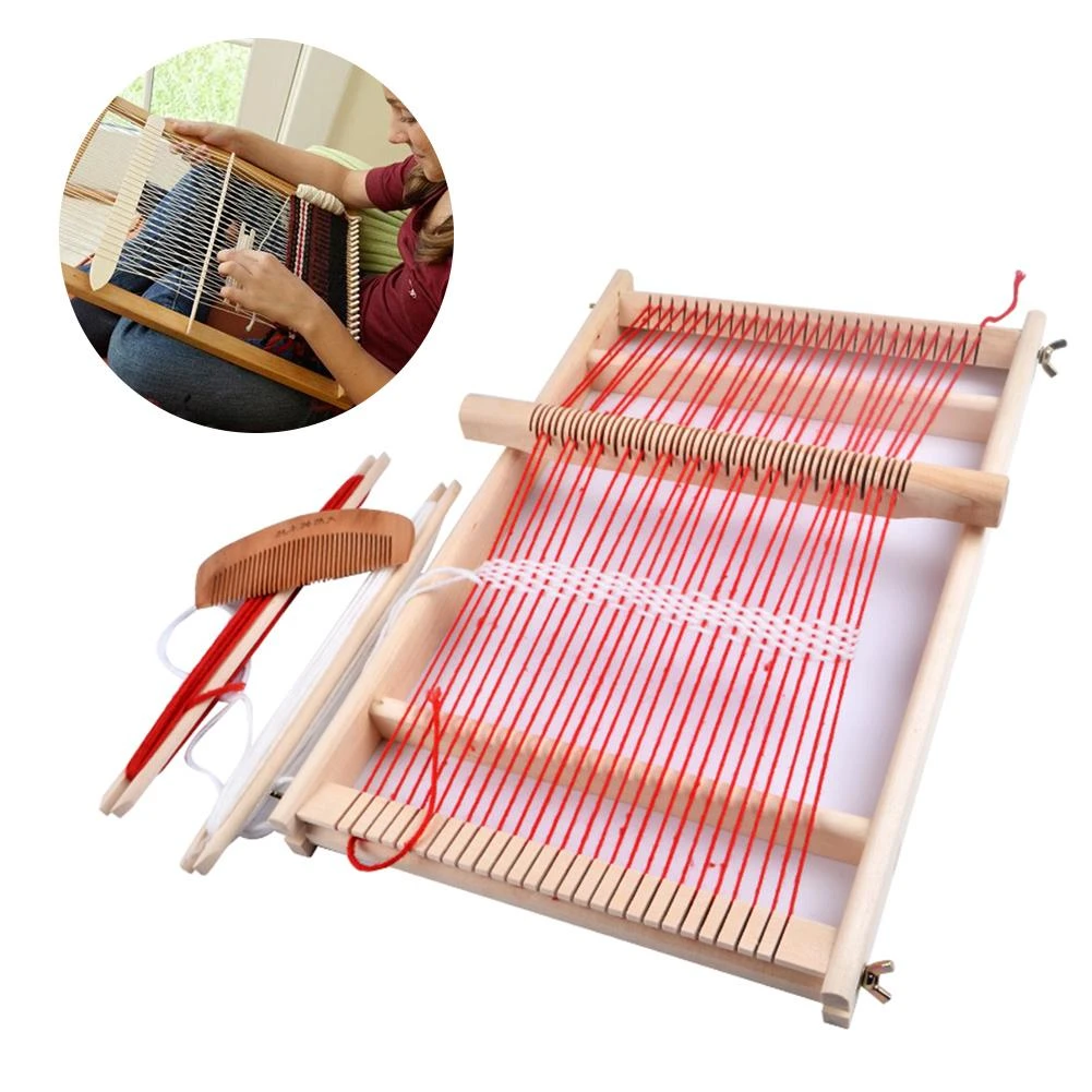 Wooden Weaving Loom Kit DIY Hand-Woven Multi-Craft Sewing Knitting Machine for Beginners and Kids