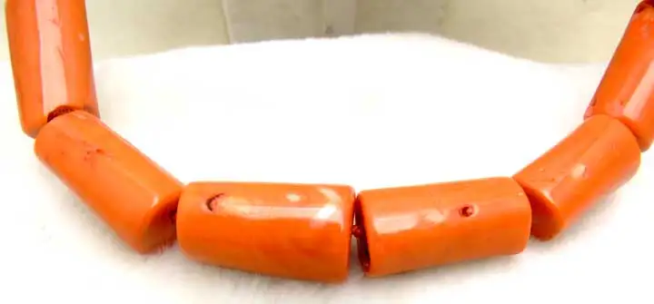 Women Necklace Natural Orange Coral 10-18mm Graduate Thick Slice Long
