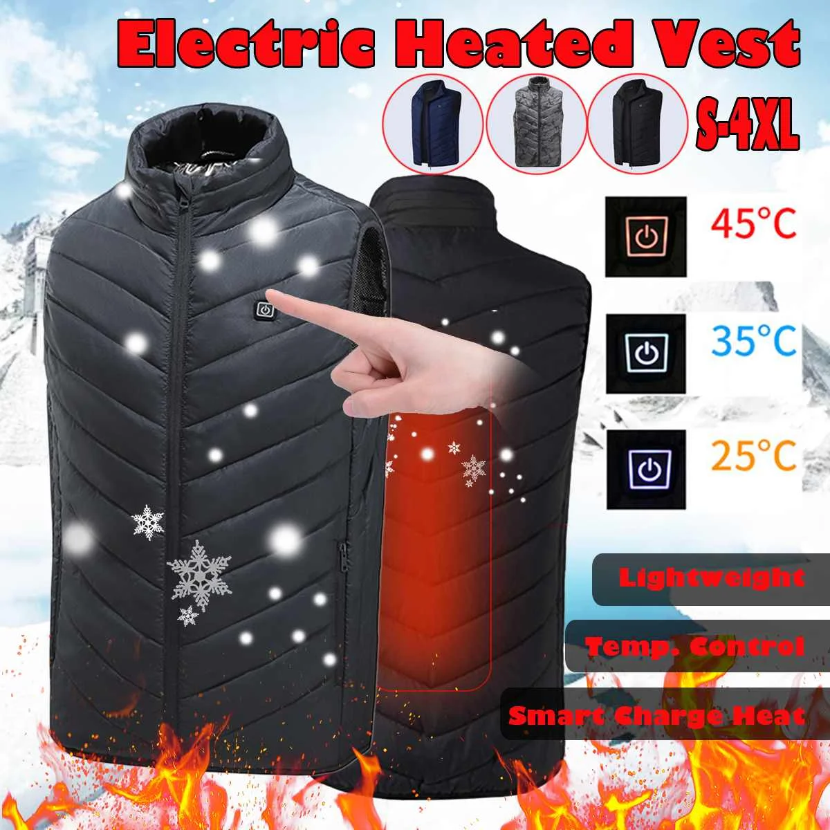 

USB Electric Heating Pads Heated Clothing Outdoor Safety Clothes Heating Jacket Vests Body Winter Warmer