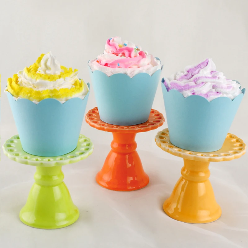 Colorful Small Ceramic Cake Stand Wedding Cake Stand Mini Cupcakes Holder Dessert Display Stand Wedding Birthday Party Decor